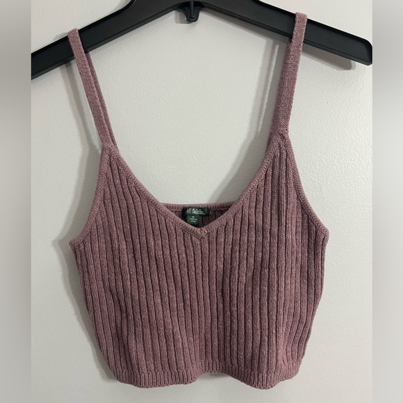 Wild Fable size medium knit ribbed crop tank top adjustable straps in purple - Picture 1 of 7